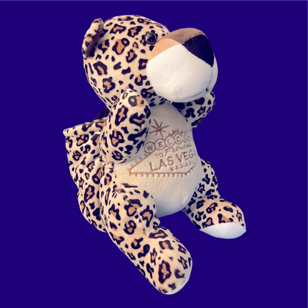 KOSKASH LEOPARD PRINT BEAR WELCOME LAS VEGAS WITH BACKPACK NO BLANKET